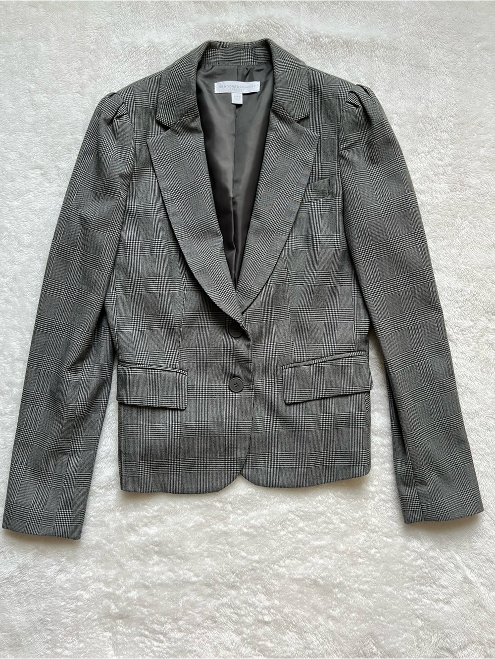 New York & Company Classic Gray Plaid Women's Blazer